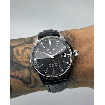 Custom Seiko Mod • Silver Diamond Black Sakura Presage • 40.5mm